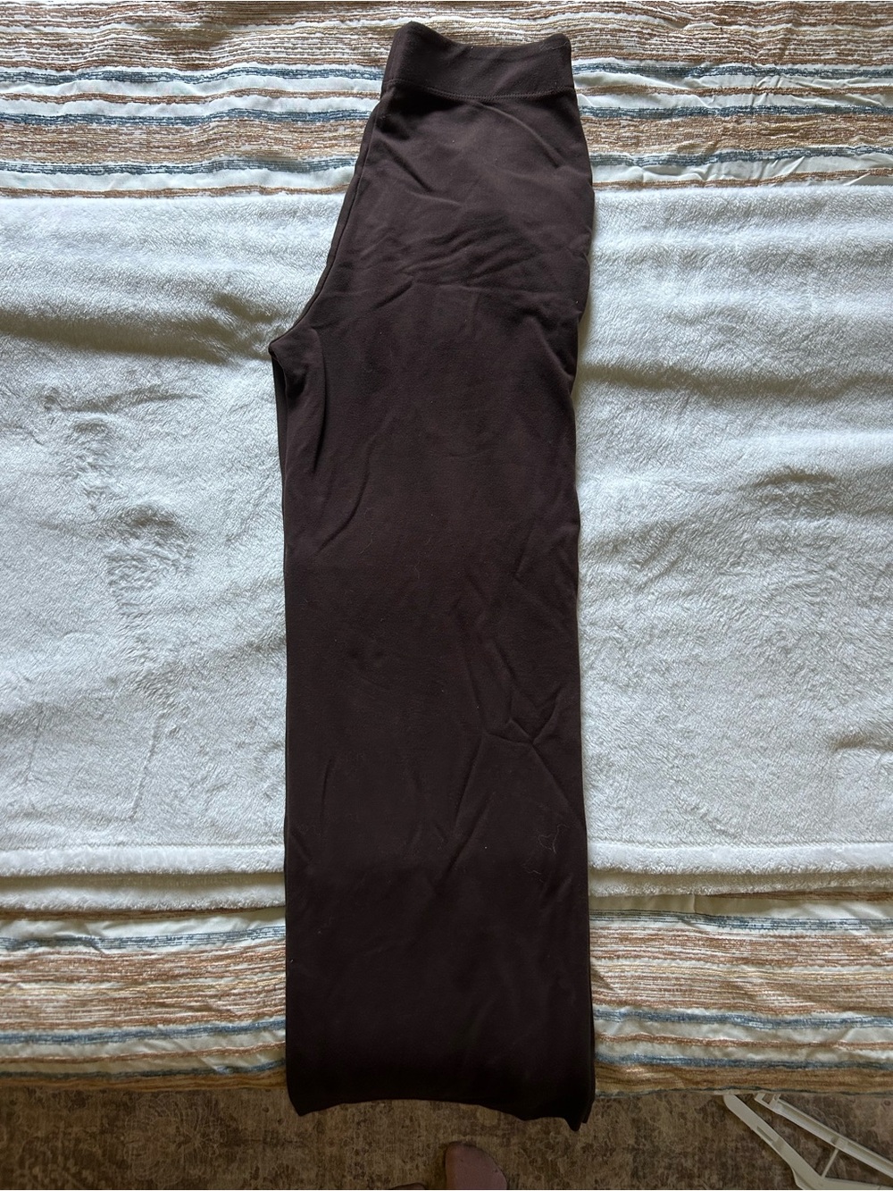 Wide Leg Knit Pants in Dark Brown